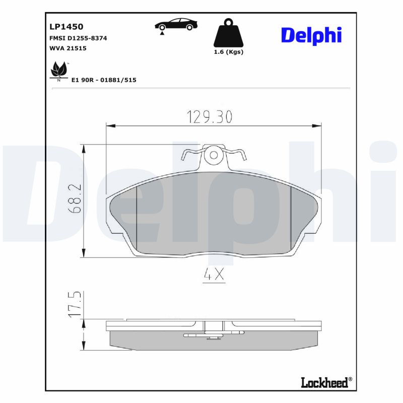 DELPHI DELLP1450 Fékbetét