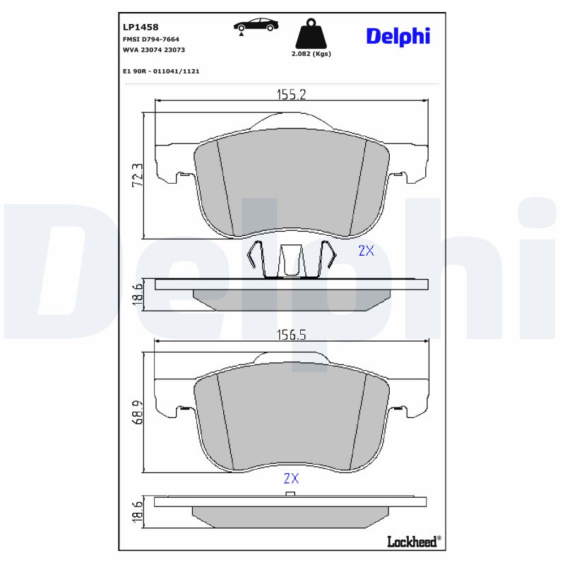 DELPHI 1001835708 LP1458 - Első fékbetét készlet