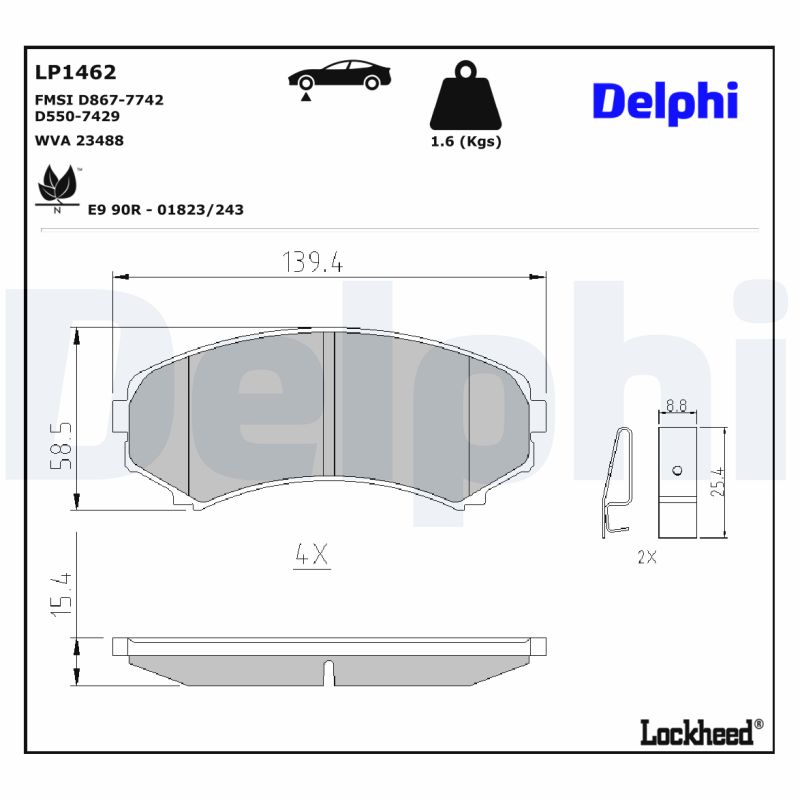 DELPHI DELLP1462 Fékbetét