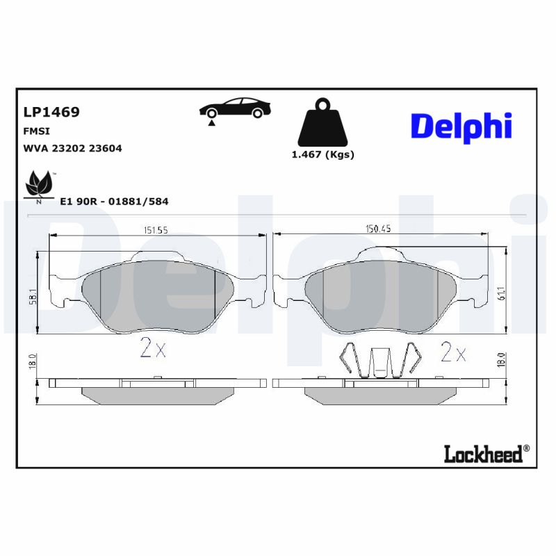 DELPHI DELLP1469 Fékbetét kézifékhez