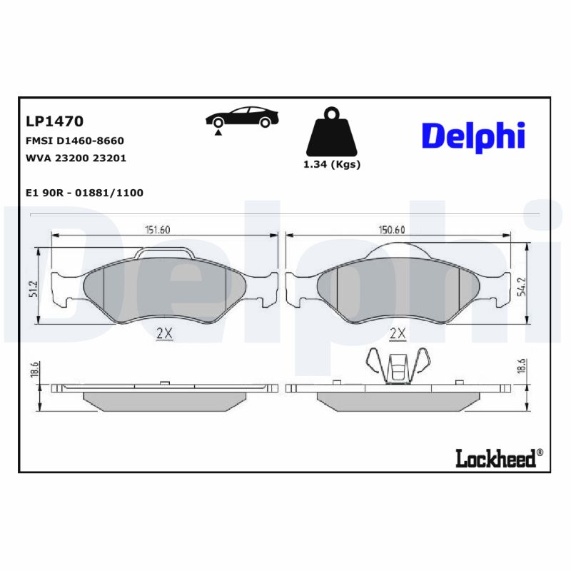 DELPHI 1001766141 LP1470 - Első fékbetét készlet