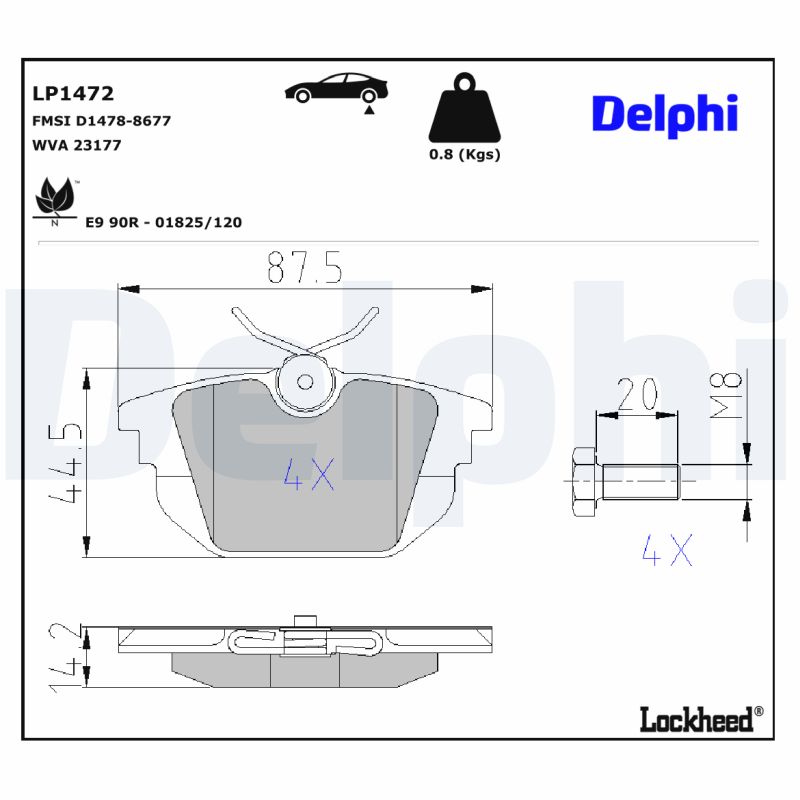 DELPHI DELLP1472 Fékbetét