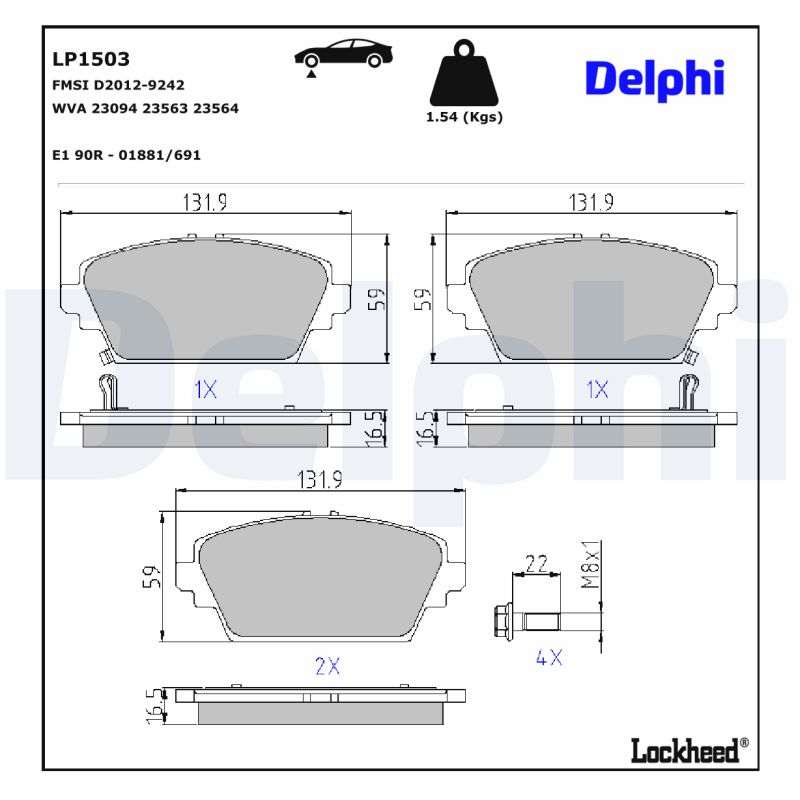 DELPHI DLP LP1503 Fékbetét készlet, tárcsafék