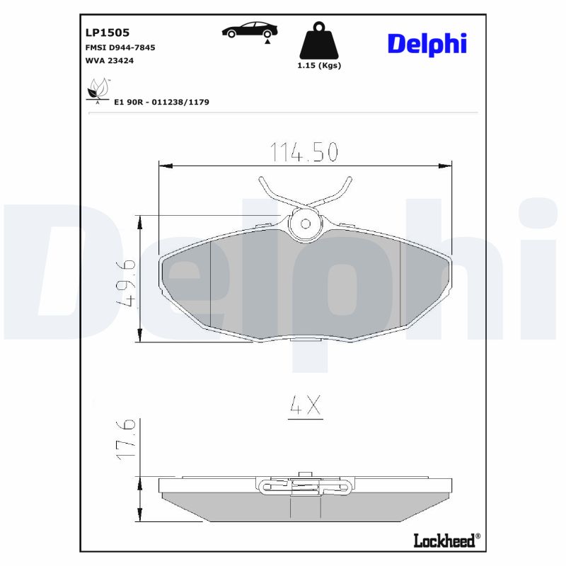 DELPHI DLP LP1505 Fékbetét készlet, tárcsafék