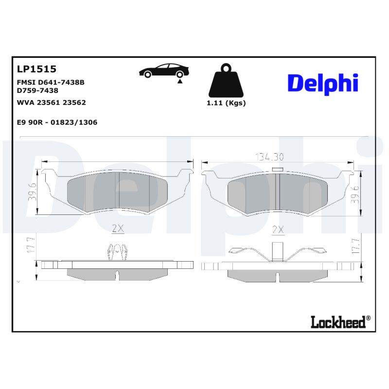 DELPHI 1001835728 LP1515 - HÁTSÓ FÉKBETÉT KÉSZLET