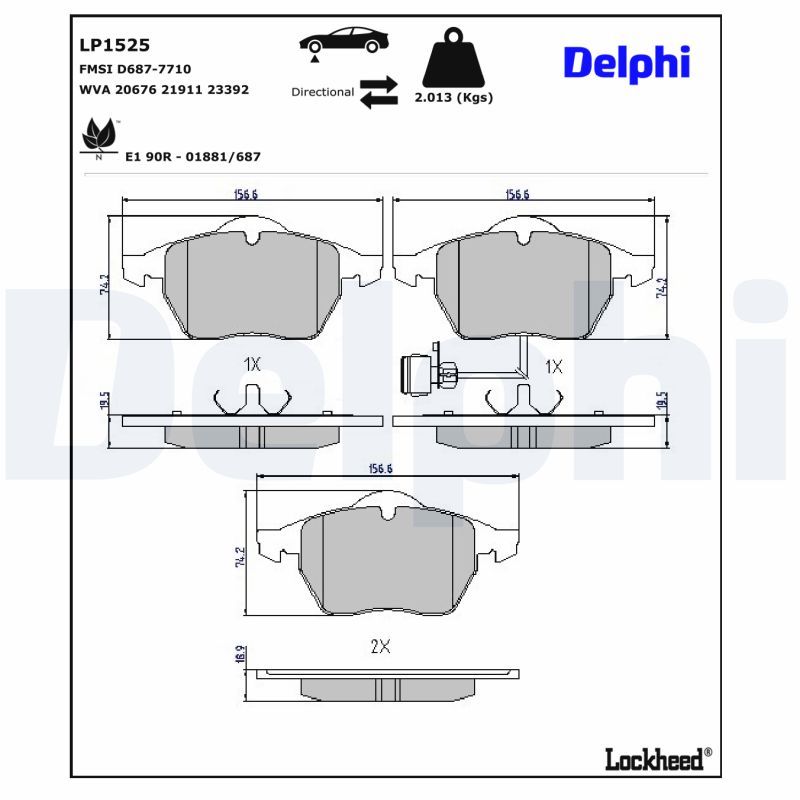 DELPHI DELLP1525 Fékbetét