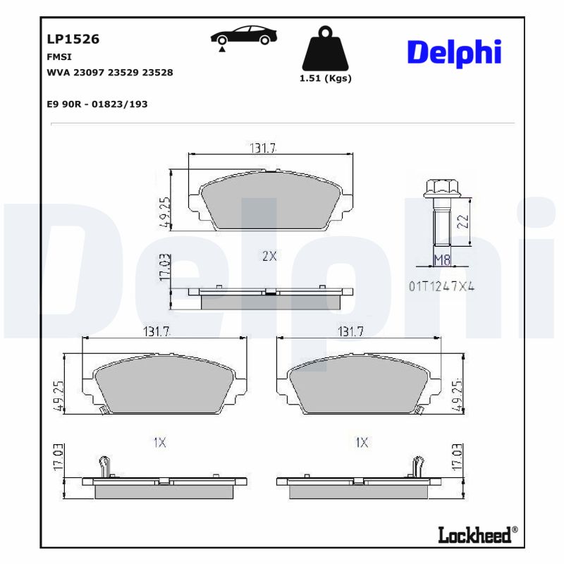 DELPHI DELLP1526 Fékbetét