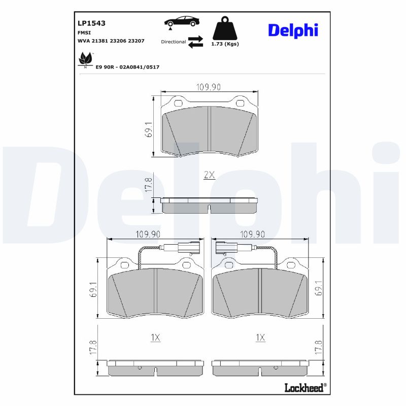 DELPHI DELLP1543 Fékbetét