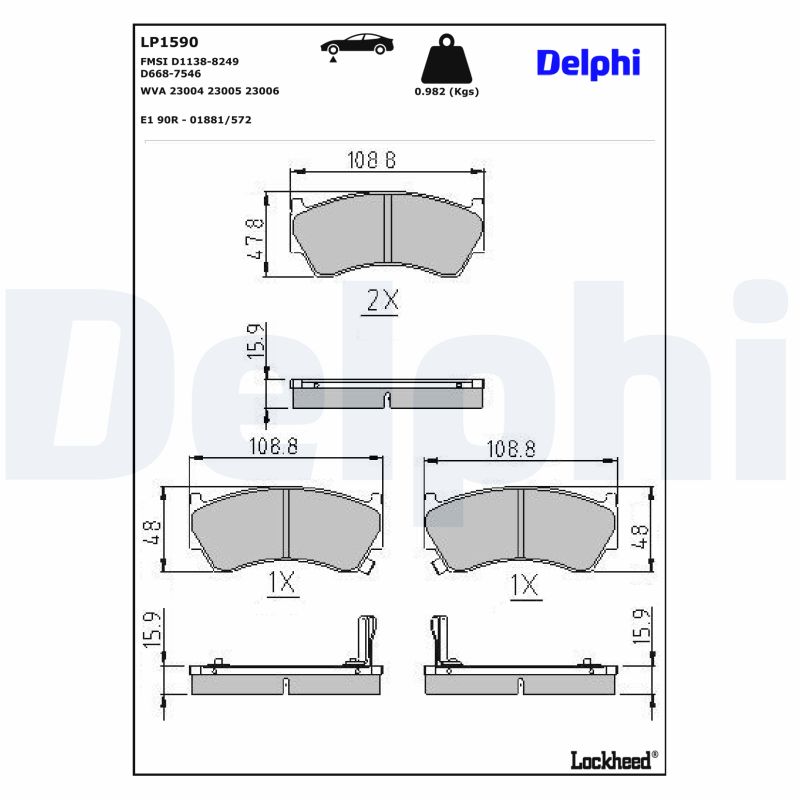 DELPHI  Fékbetét kézifékhez