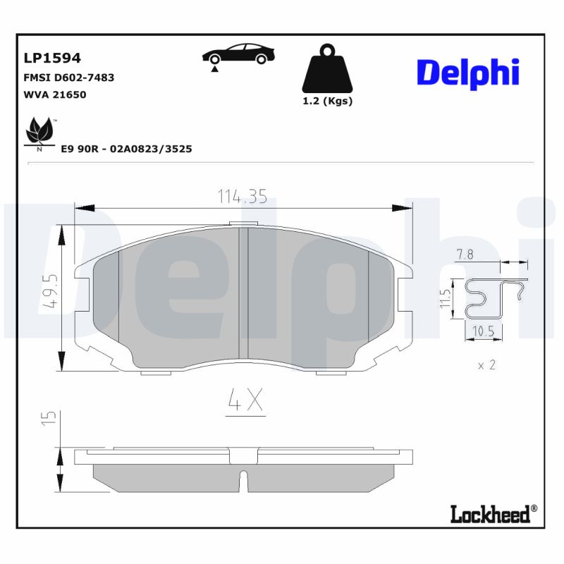 DELPHI DELLP1594 Fékbetét