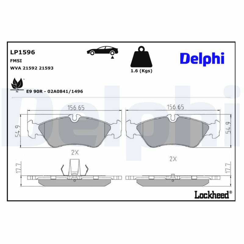 DELPHI DELLP1596 Fékbetét