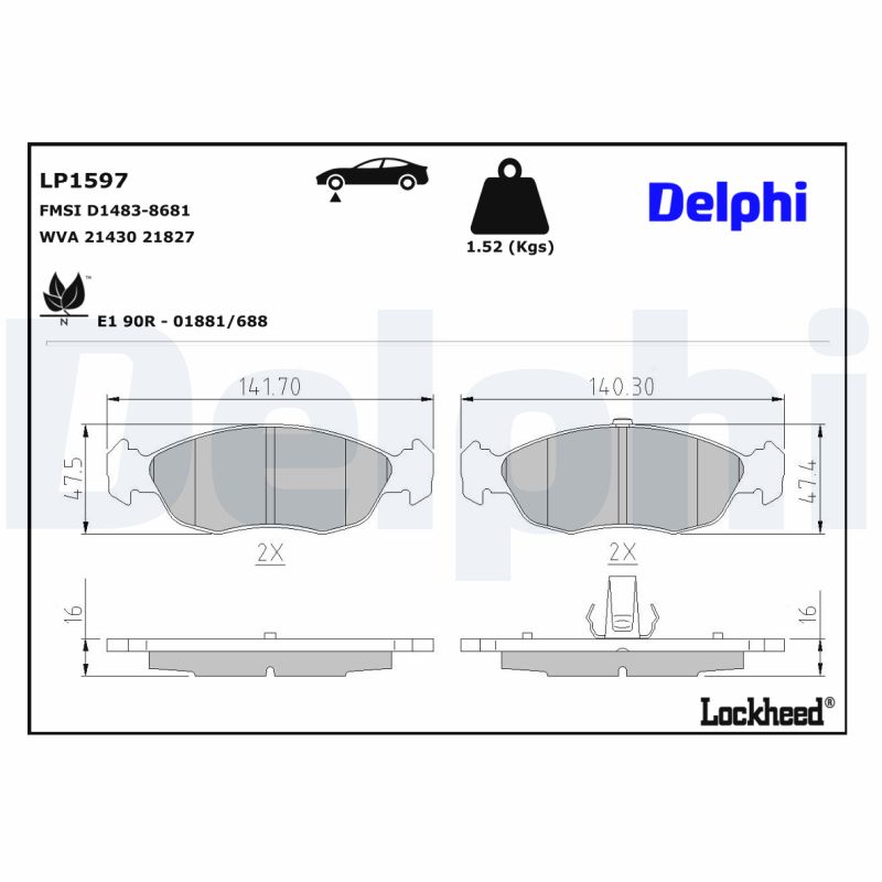 DELPHI  LP1597 - Első fékbetét készlet