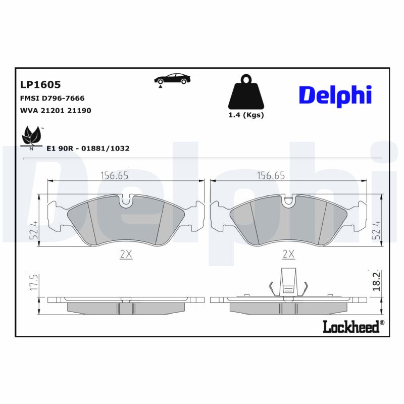DELPHI 1001835115 LP1605 - Első fékbetét készlet