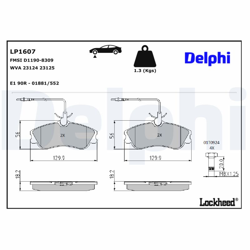 DELPHI 1001836097 LP1607 - Első fékbetét készlet