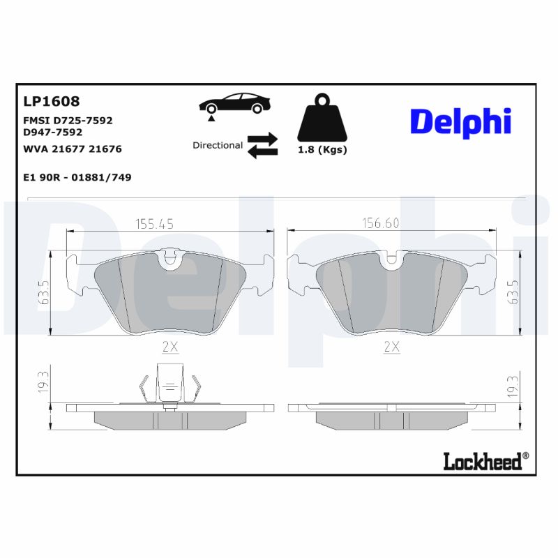 DELPHI DELLP1608 Fékbetét