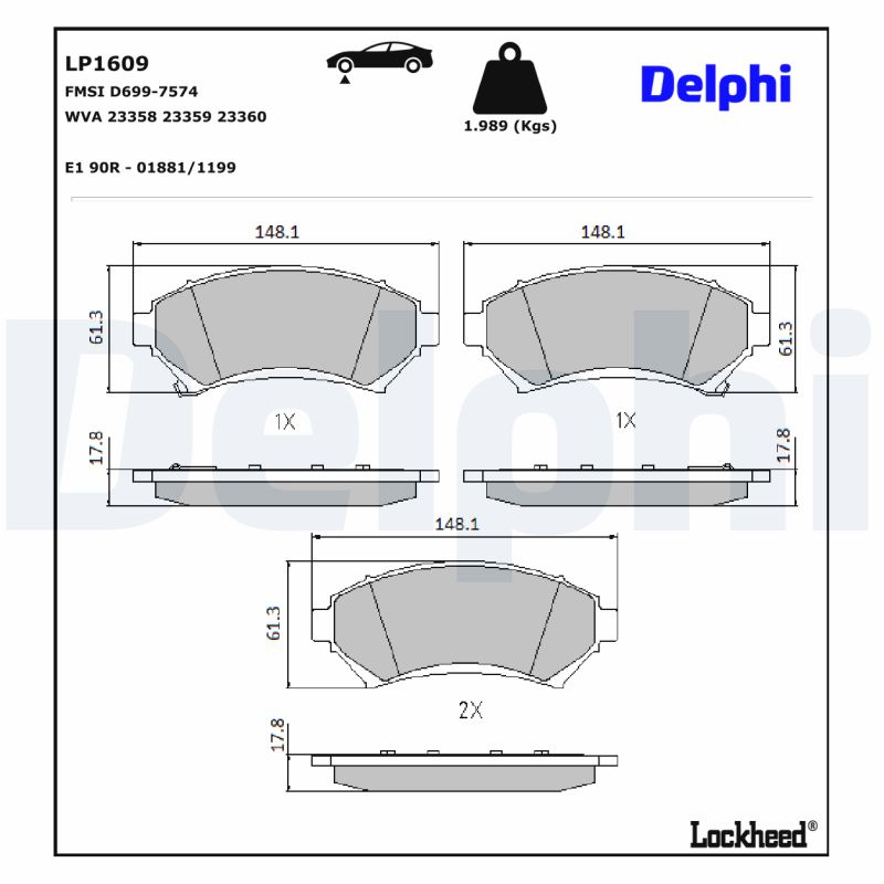 DELPHI DELLP1609 Fékbetét