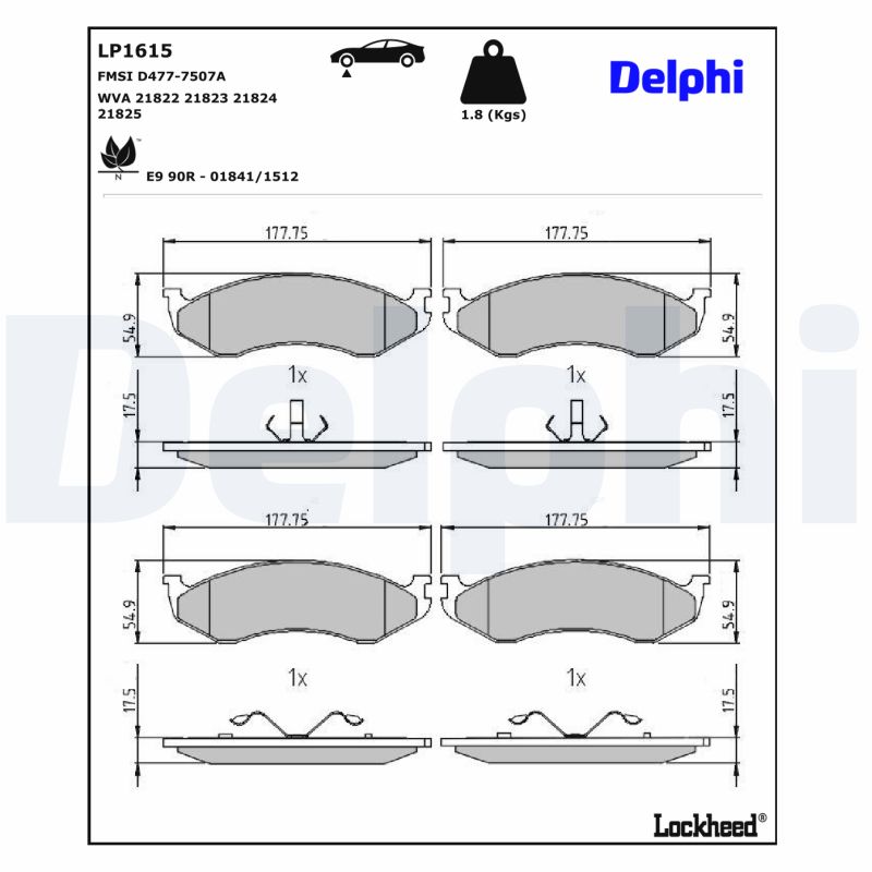 DELPHI DELLP1615 Fékbetét
