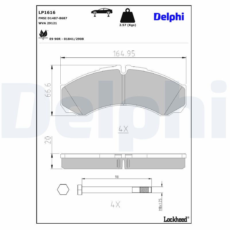 DELPHI LP1616 Fékbetét készlet, tárcsafék