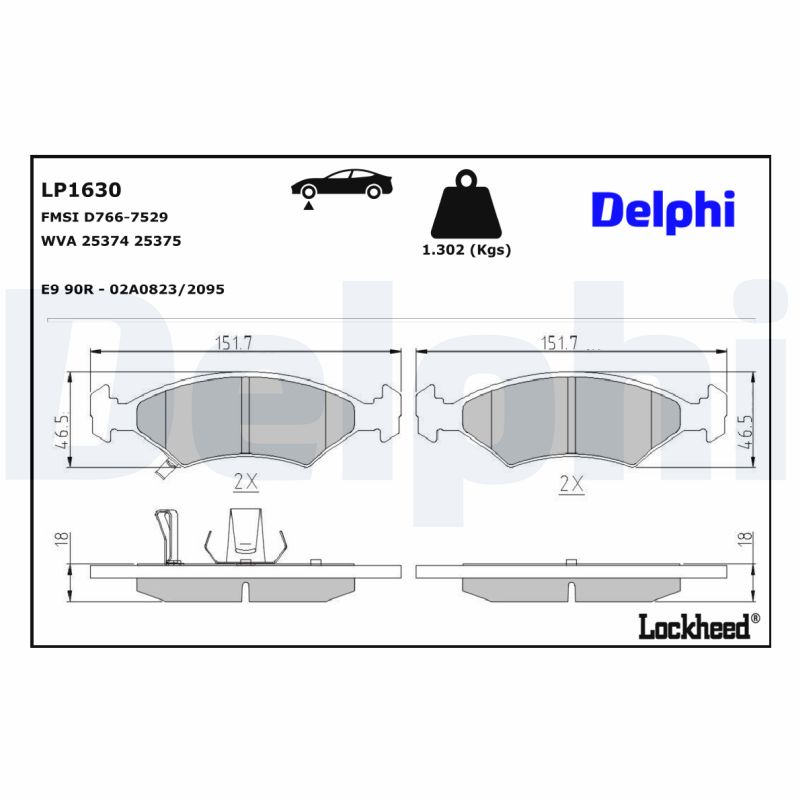 DELPHI DELLP1630 Fékbetét