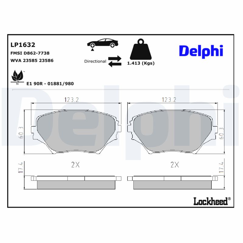 DELPHI DELLP1632 Fékbetét