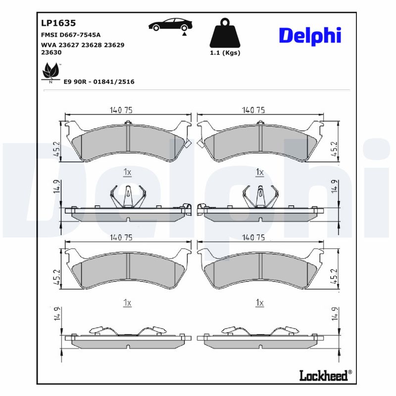 DELPHI DELLP1635 Fékbetét kézifékhez