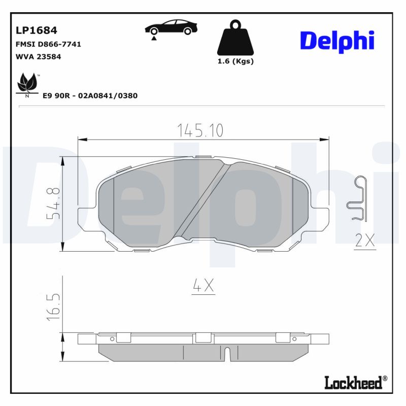 DELPHI DELLP1684 Fékbetét