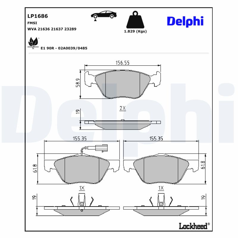 DELPHI DELLP1686 Fékbetét