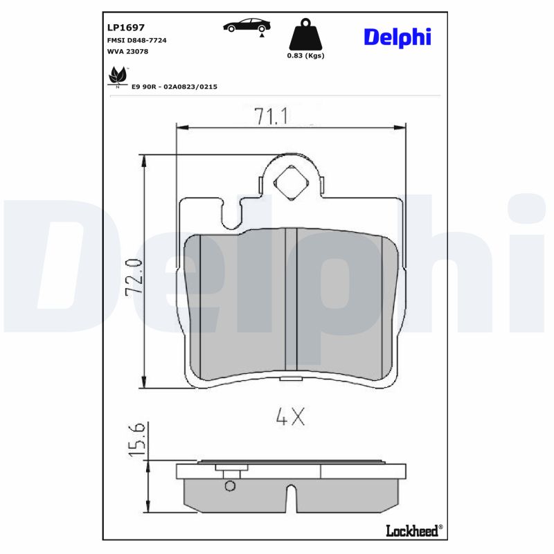 DELPHI DELLP1697 Fékbetét