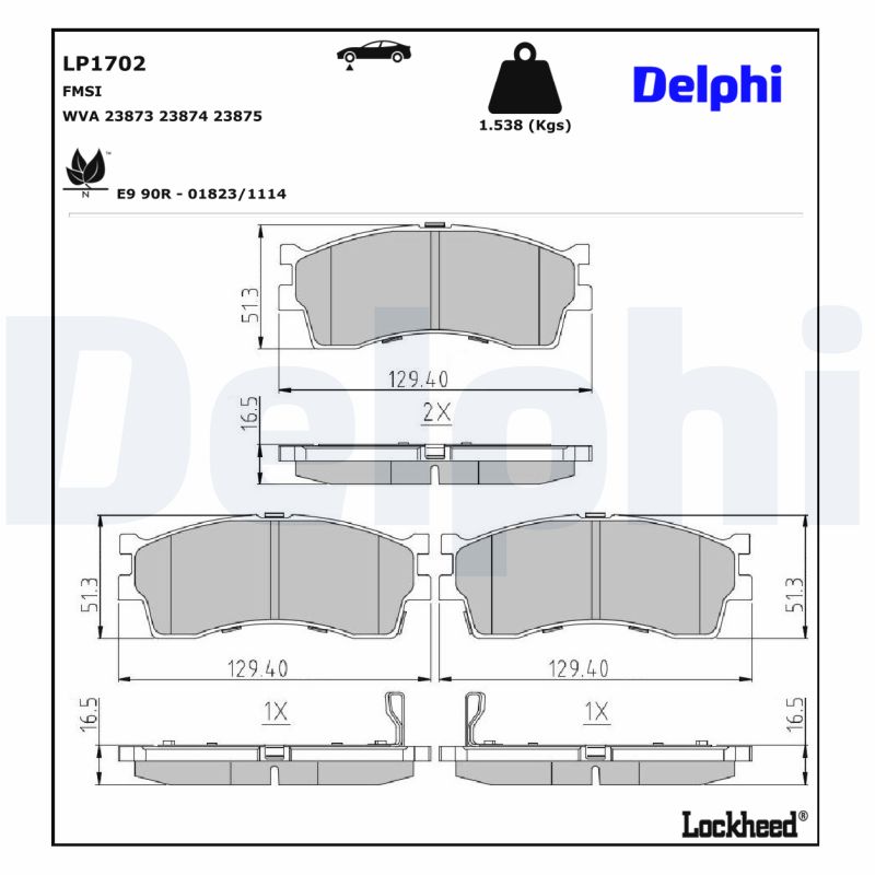 DELPHI DLP LP1702 Fékbetét készlet, tárcsafék