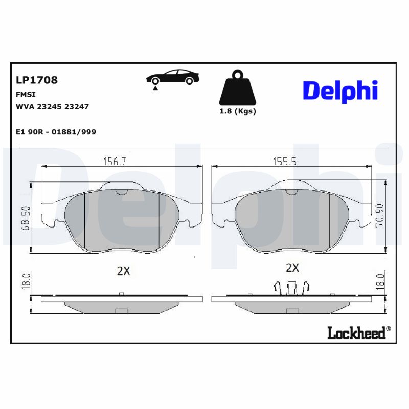 DELPHI DLP LP1708 Fékbetét készlet, tárcsafék