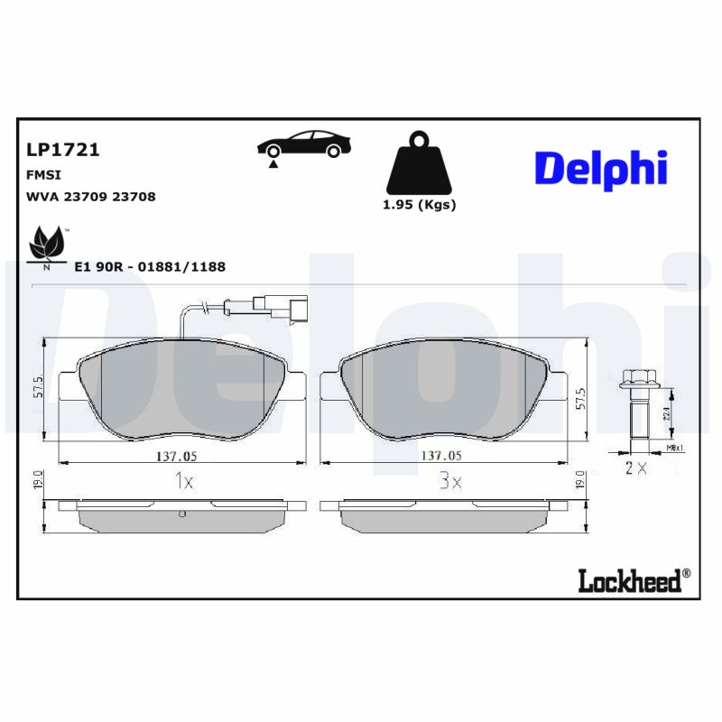 DELPHI 1001835729 LP1721 - Első fékbetét készlet