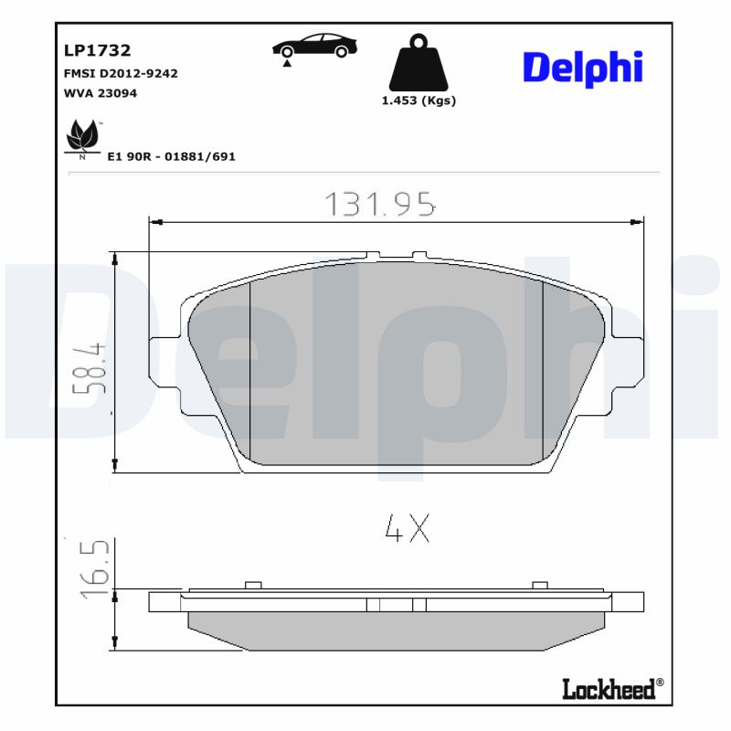DELPHI  LP1732 - Első fékbetét készlet