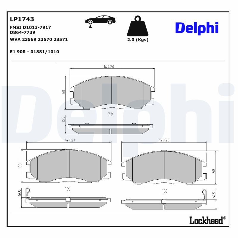DELPHI DELLP1743 Fékbetét kézifékhez