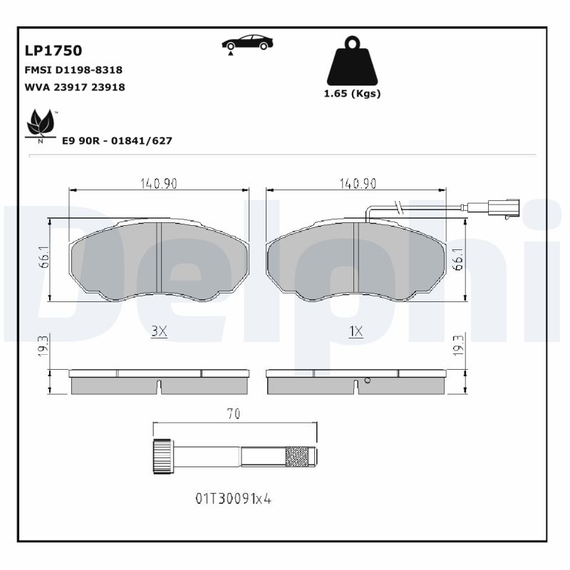 DELPHI 1001836502 LP1750 - Első fékbetét készlet