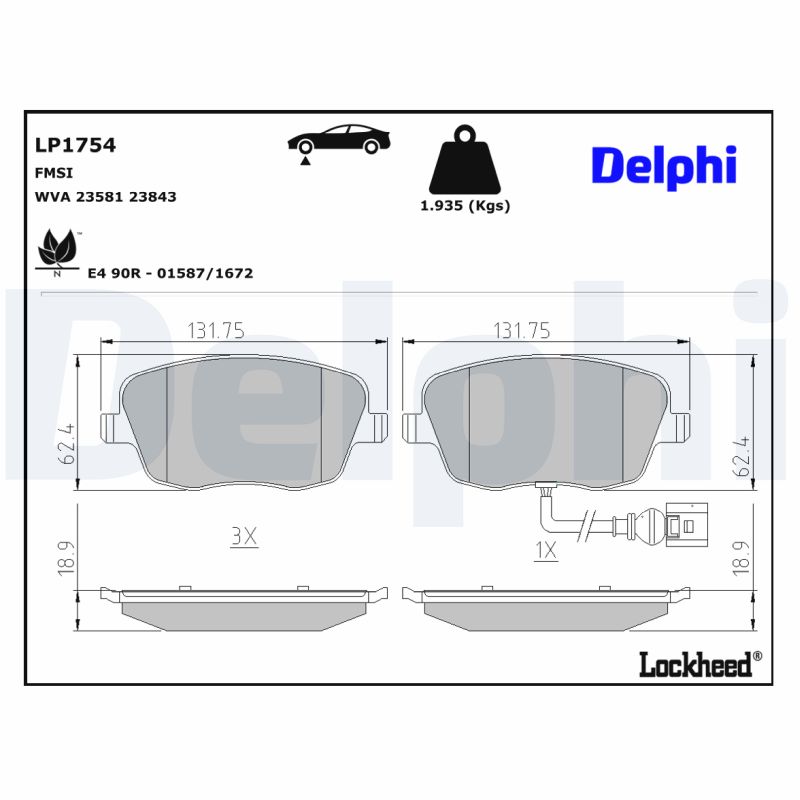DELPHI DLP LP1754 Fékbetét készlet, tárcsafék