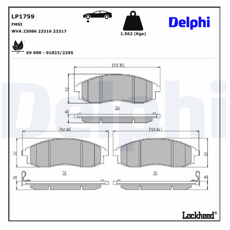 DELPHI DLP LP1759 Fékbetét készlet, tárcsafék