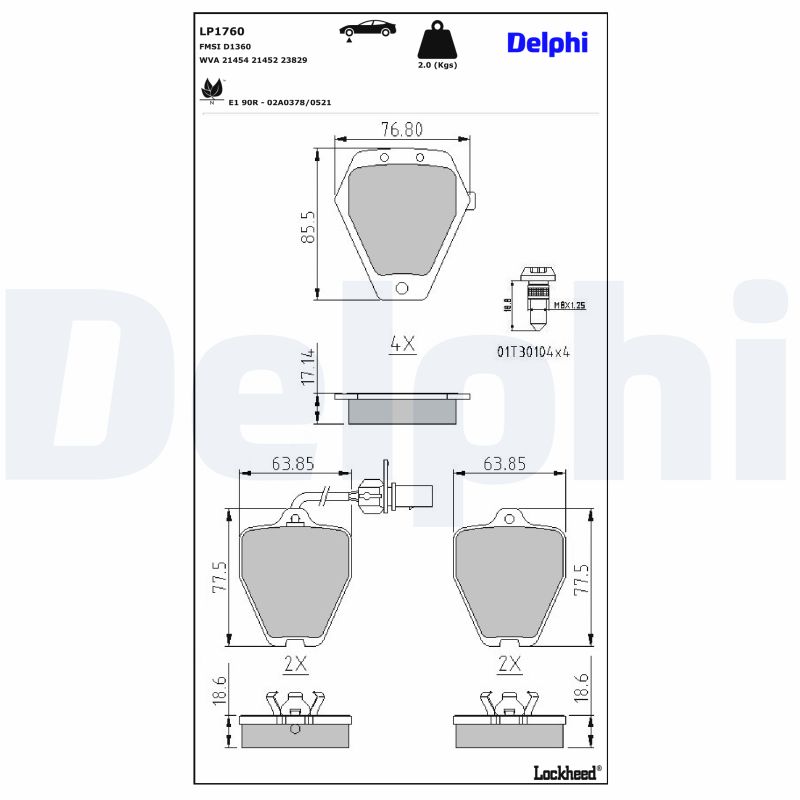 DELPHI DELLP1760 Fékbetét