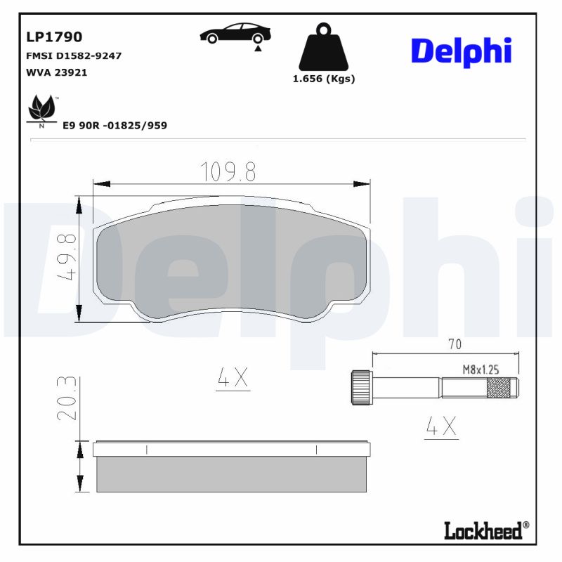 DELPHI 1001836470 LP1790 - HÁTSÓ FÉKBETÉT KÉSZLET