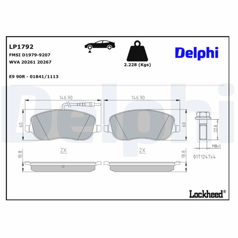 DELPHI 1001835190 LP1792 - Első fékbetét készlet