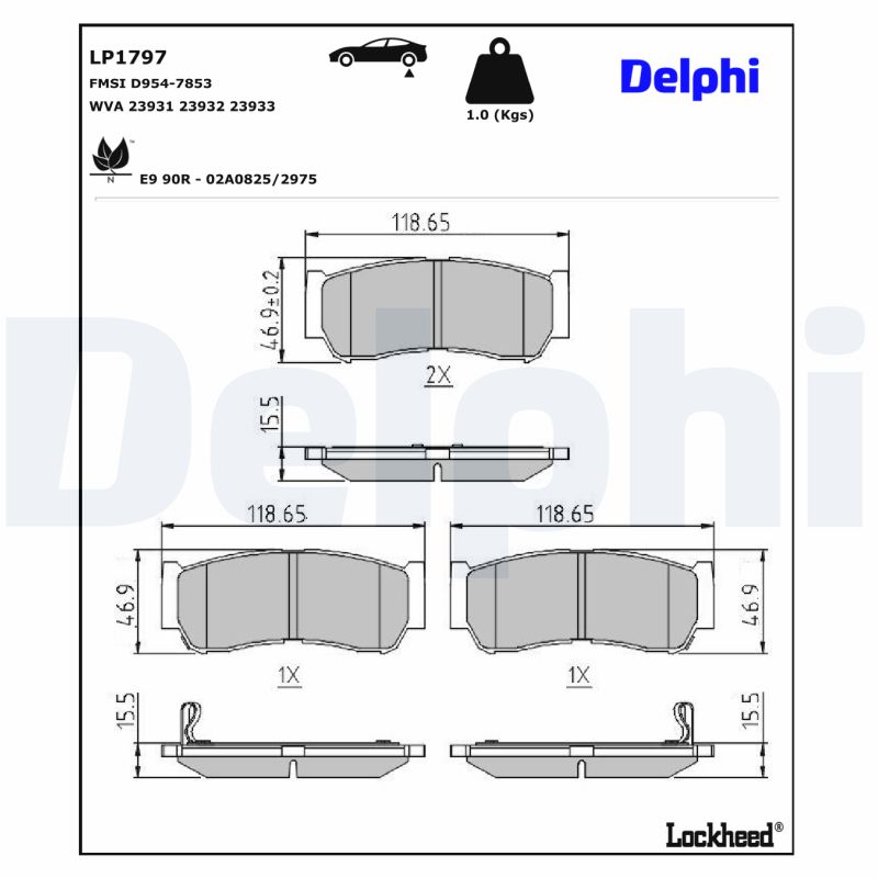 DELPHI DELLP1797 Fékbetét kézifékhez