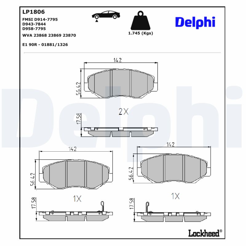 DELPHI DLP LP1806 Fékbetét készlet, tárcsafék