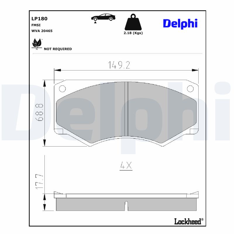 DELPHI DELLP180 Fékbetét