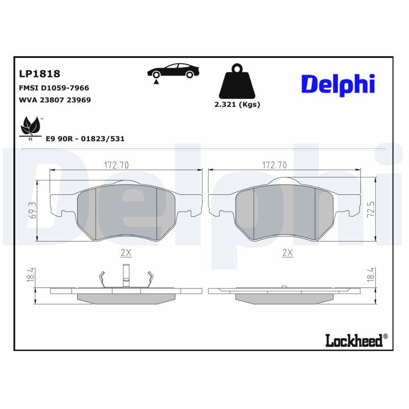 DELPHI DELLP1818 Fékbetét
