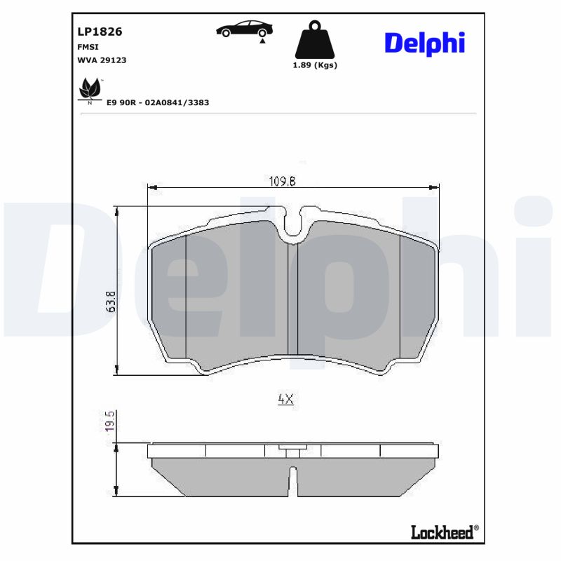DELPHI 1001835928 LP1826 - HÁTSÓ FÉKBETÉT KÉSZLET