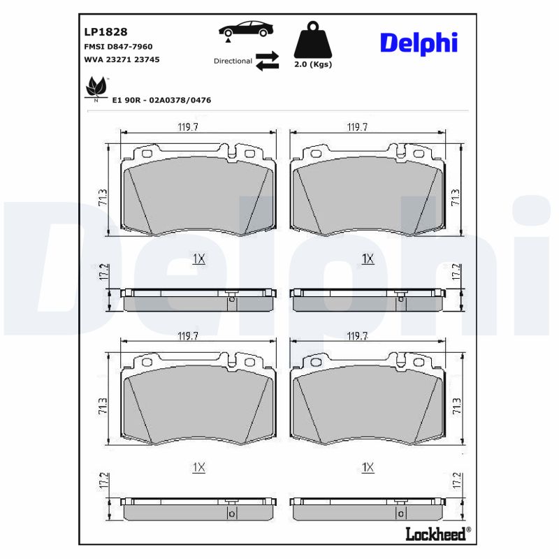 DELPHI 1001835930 LP1828 - Első fékbetét készlet