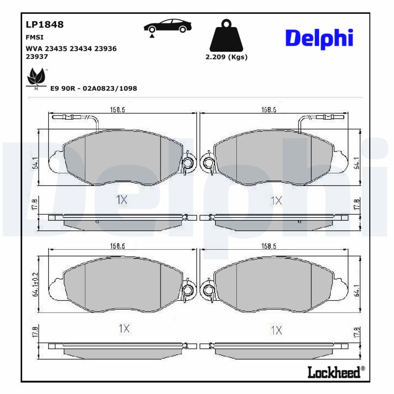 DELPHI LP1848 Fékbetét készlet, tárcsafék