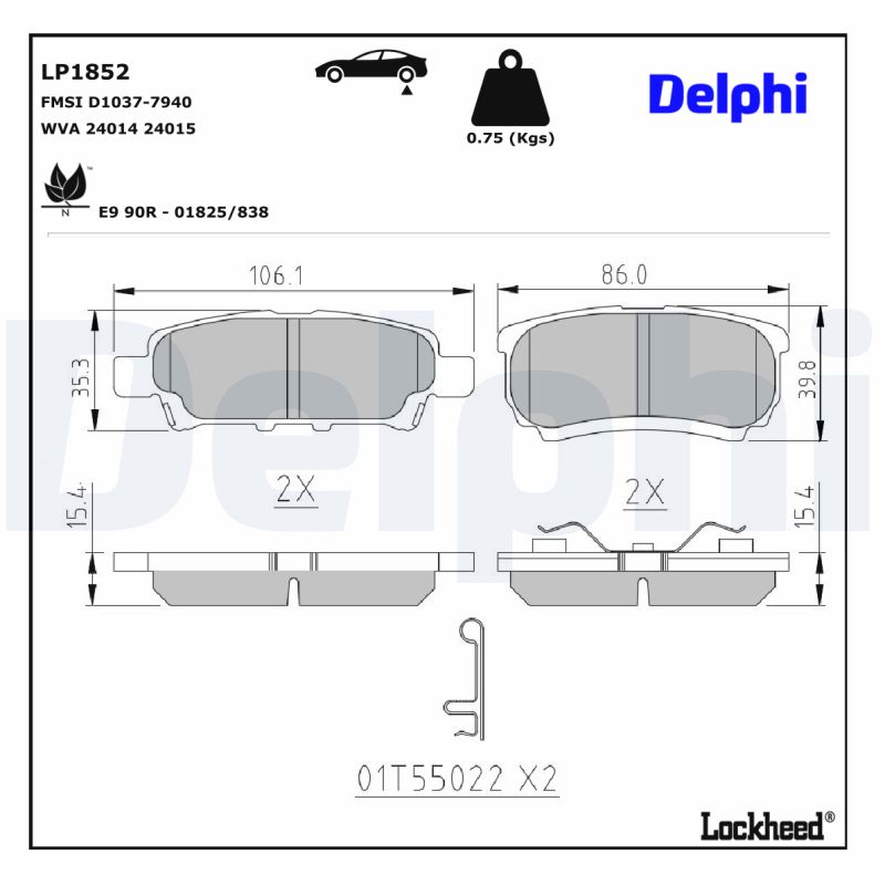 DELPHI DELLP1852 Fékbetét
