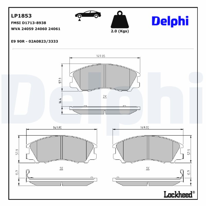 DELPHI 1001835171 LP1853 - Első fékbetét készlet