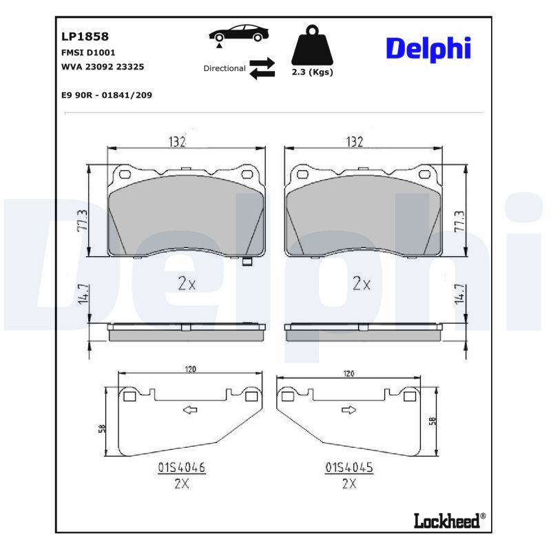 DELPHI DLP LP1858 Fékbetét készlet, tárcsafék