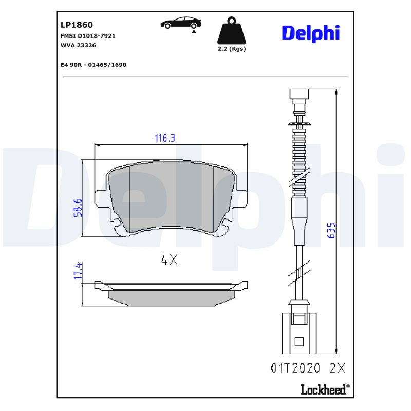 DELPHI DELLP1860 Fékbetét